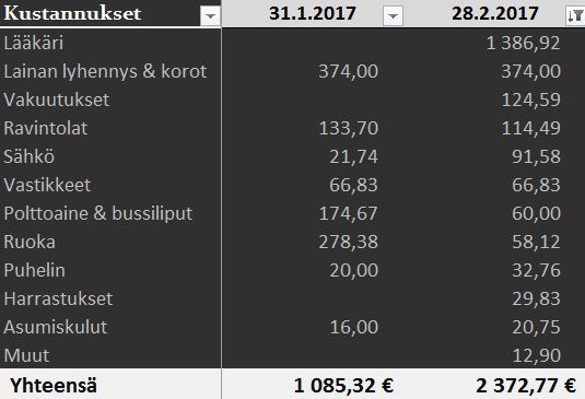 Kustannukset 02 2017