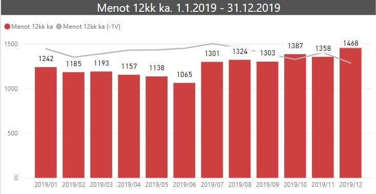 kuukausikatsaus 12kk menot 2019 12