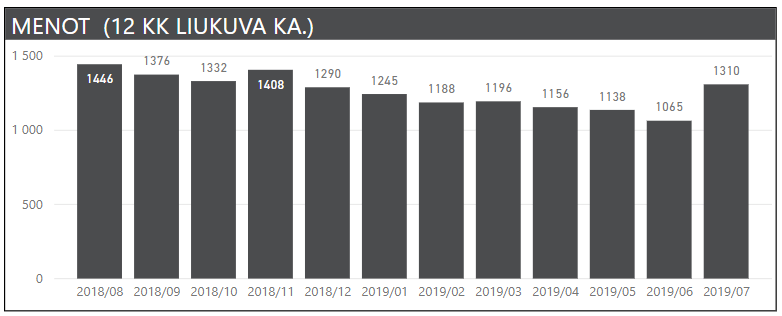 kuukausikatsaus menot 12kk 2019 07