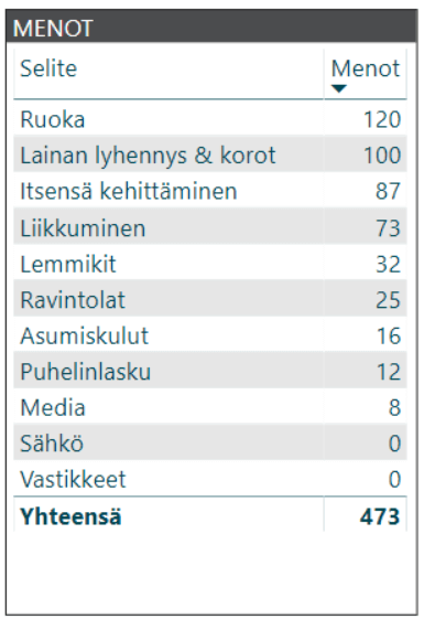 kuukausikatsaus menot 2018 12